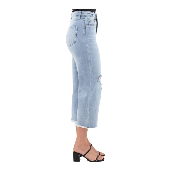 RFM Chloe High Rise Wide Leg Cropped Frayed Jeans - Picture 3 of 9